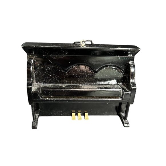 Classic Black Piano Christmas Ornament Upright Key Cover Opens Closes Holiday - Picture 2 of 10